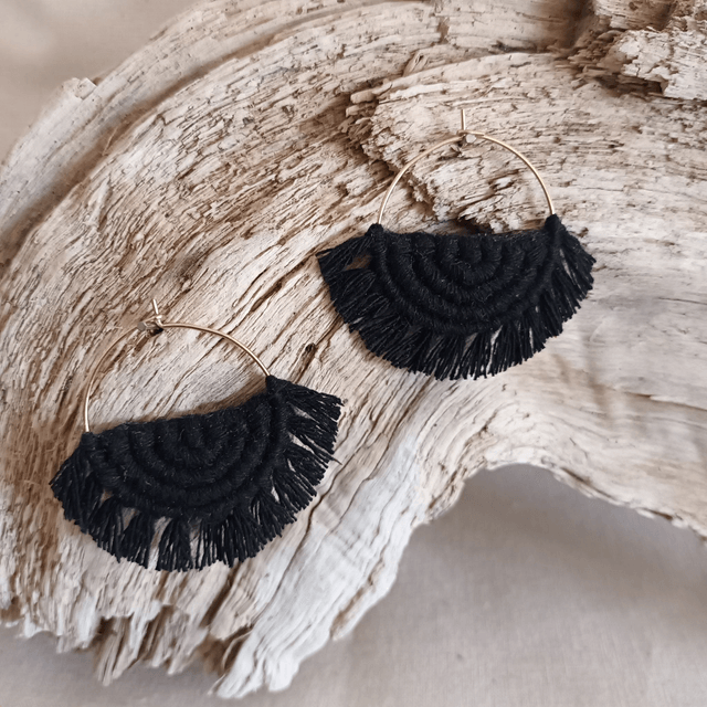 Boucle d'oreille créole macramé dorée