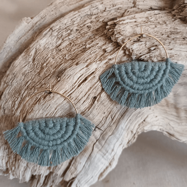 Boucle d'oreille créole macramé dorée