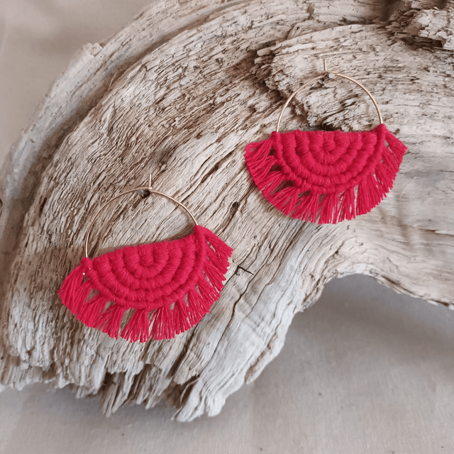 Boucle d'oreille créole macramé dorée