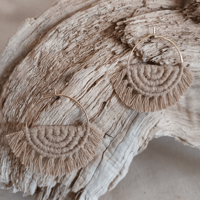 Boucle d'oreille créole macramé dorée