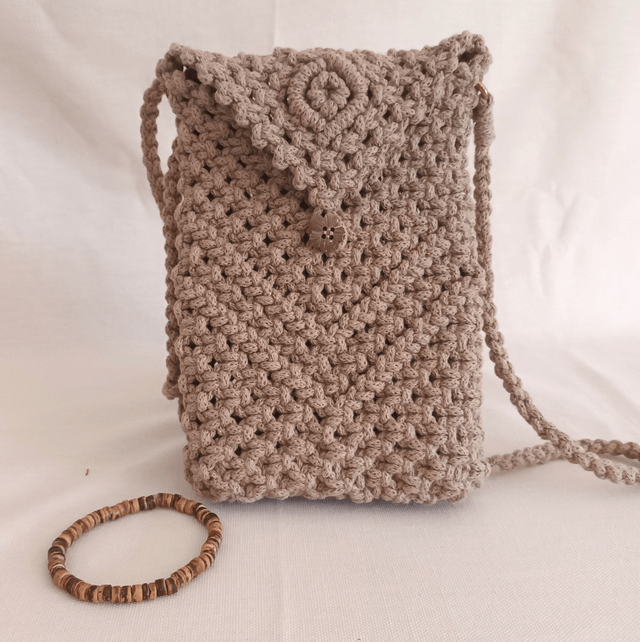Pochette bandoulière macramé coco