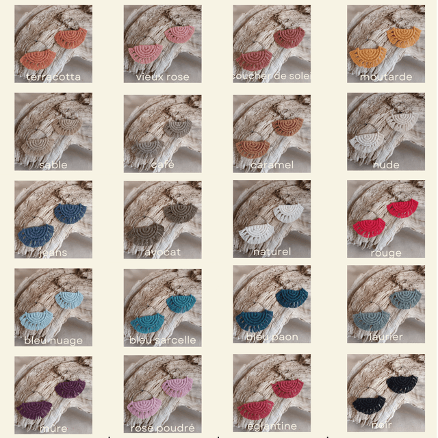 Boucle d'oreille créole macramé argentée