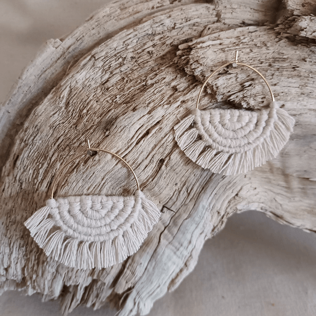 Boucle d'oreille créole macramé dorée