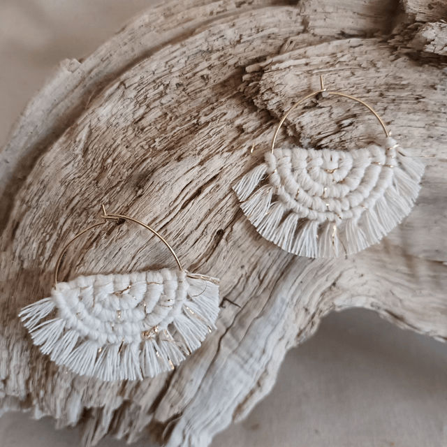 Boucle d'oreille créole macramé dorée
