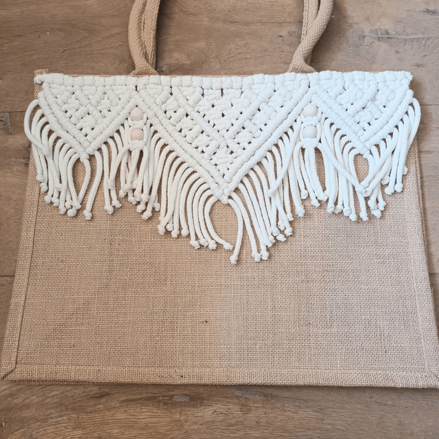 Sac cabas jute et macramé