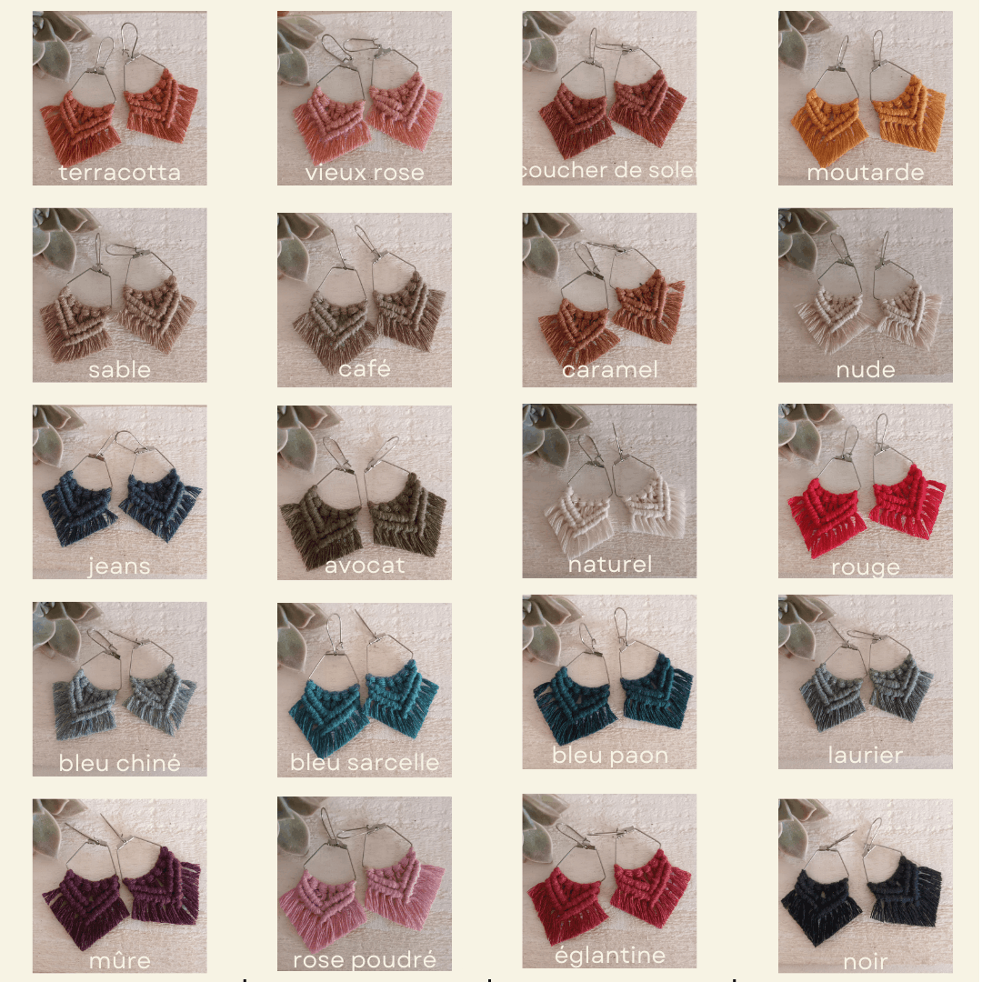 Boucle d'oreille losange macramé – Image 5