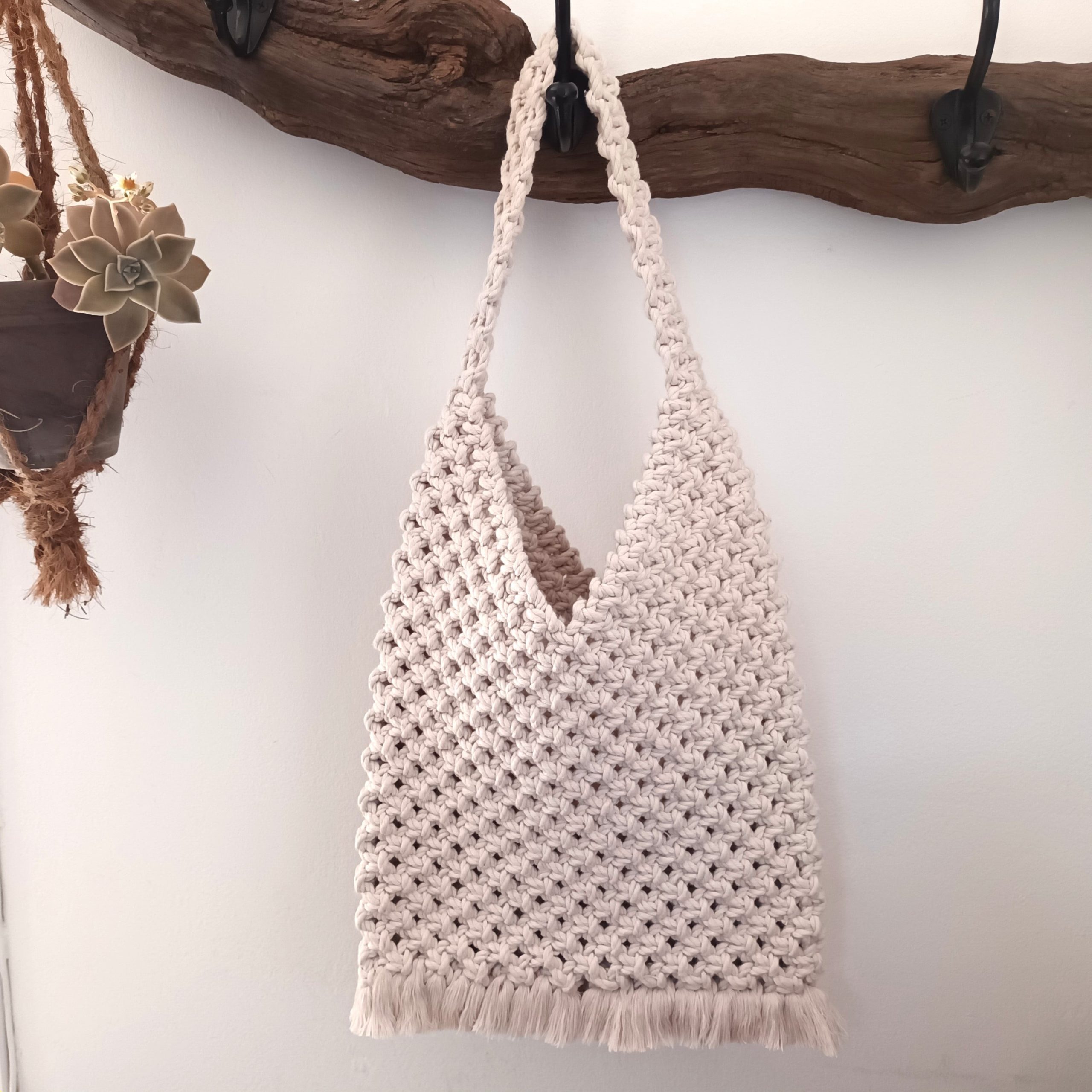 sac hobo en macramé nude