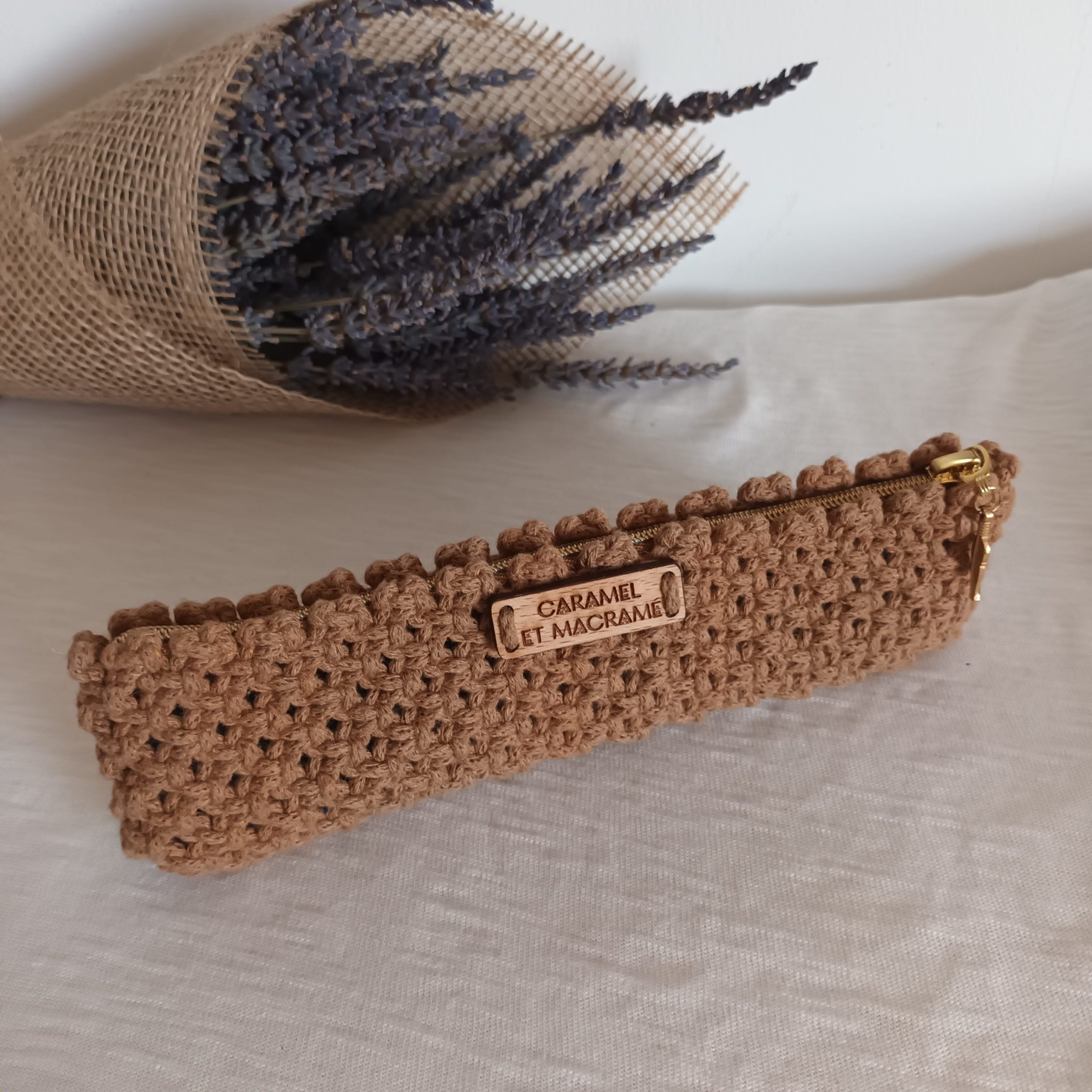 Mini-trousse à stylos caramel