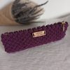mini-trousse à stylos en macramé , doublure coton et tirette plume dorée